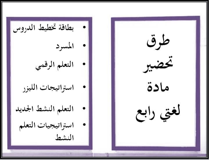 طرق تحضير لغتي الصف الرابع الابتدائي الفصل الأول 