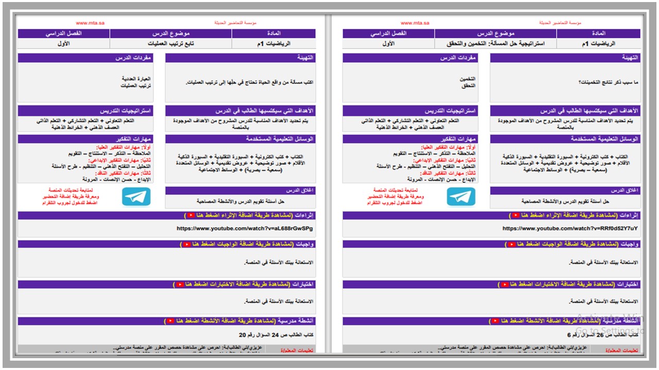 مفردات الدرس رياضيات أول متوسط الفصل الأول مدرستي