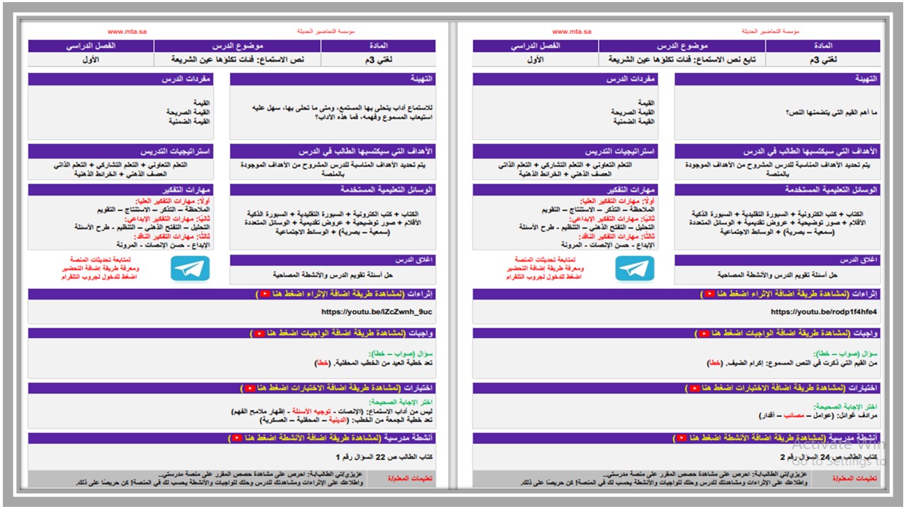 مفردات الدرس لغتي ثالث متوسط الفصل الأول مدرستي