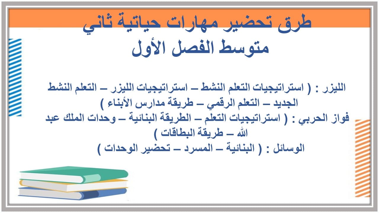مفردات الدرس مهارات حياتية ثاني متوسط الفصل الأول مدرستي