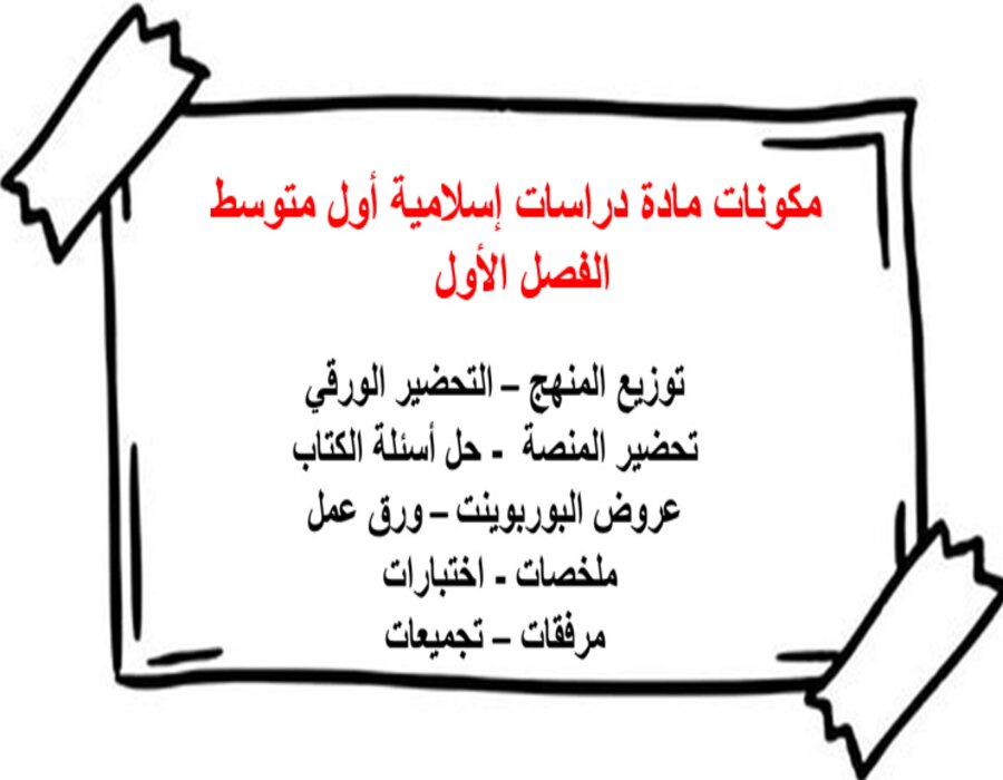 مكونات مادة دراسات إسلامية أول متوسط الفصل الأول 