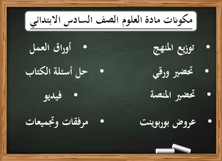 مكونات مادة علوم الصف السادس الابتدائي الفصل الأول