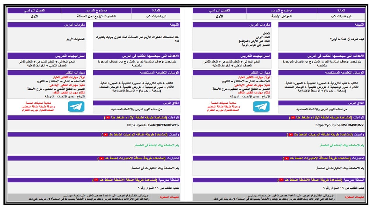 مهارات التفكير رياضيات الصف السادس الابتدائي الفصل الأول مدرستي