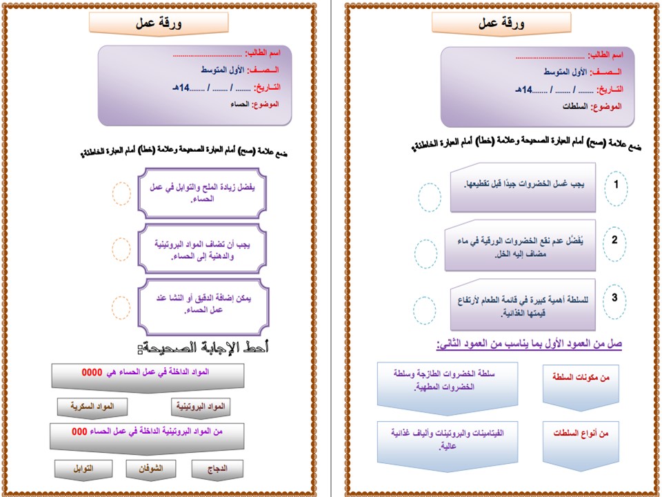 مهارات التفكير مهارات حياتية أول متوسط الفصل الأول مدرستي