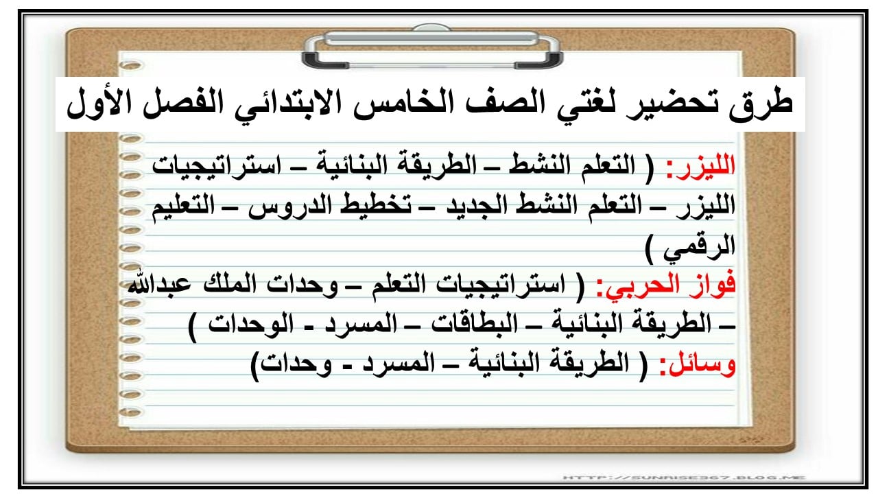 واجبات لغتي الصف الخامس الابتدائي الفصل الأول مدرستي