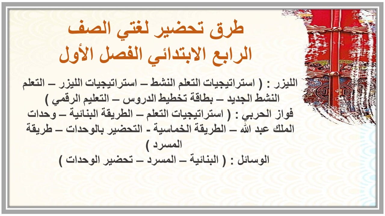 واجبات لغتي الصف الرابع الابتدائي الفصل الأول مدرستي