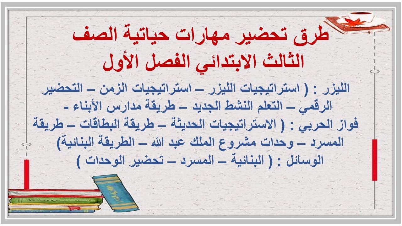 واجبات مهارات حياتية الصف الثالث الابتدائي الفصل الأول مدرستي 