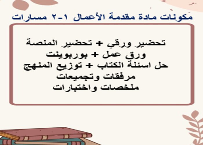 أوراق عمل مادة مقدمة الأعمال 1-2 مسارات أوراق عمل مادة مقدمة الأعمال 1-2 مسارات