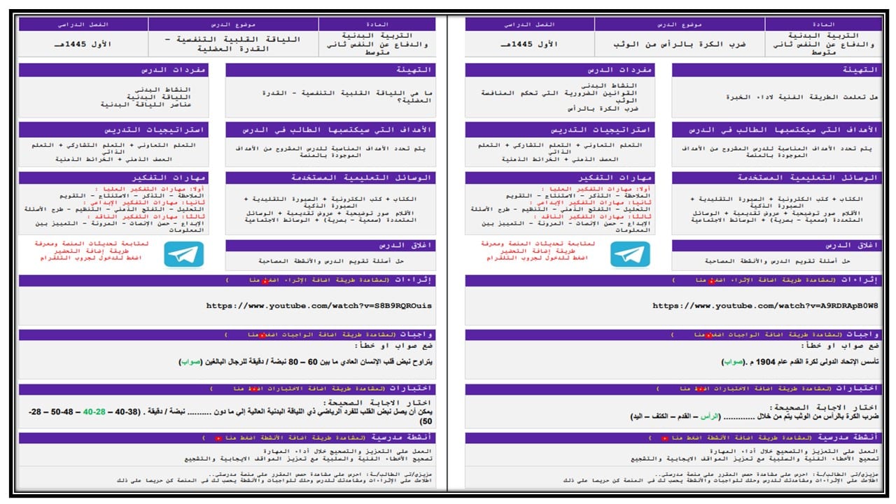إغلاق الدرس تربية بدنية الصف الثاني متوسط الفصل الأول مدرستي