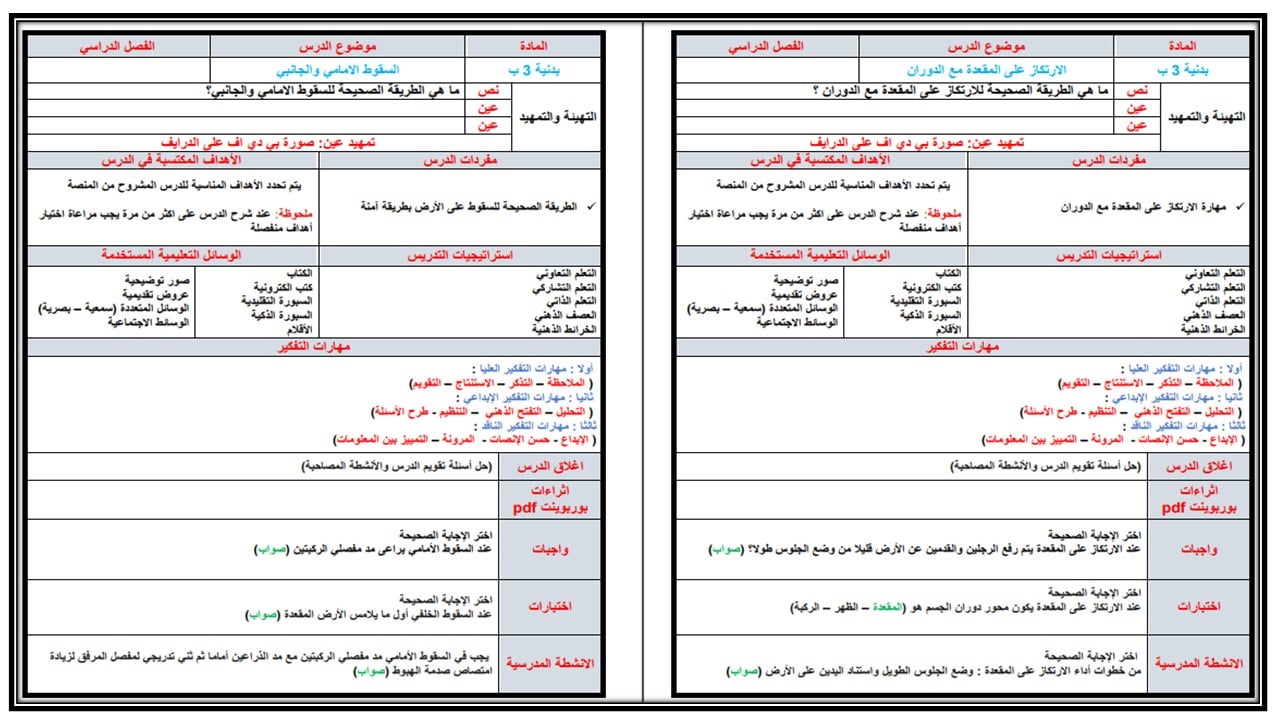 اختبارات التربية البدنية الصف الثالث الابتدائي الفصل الأول مدرستي