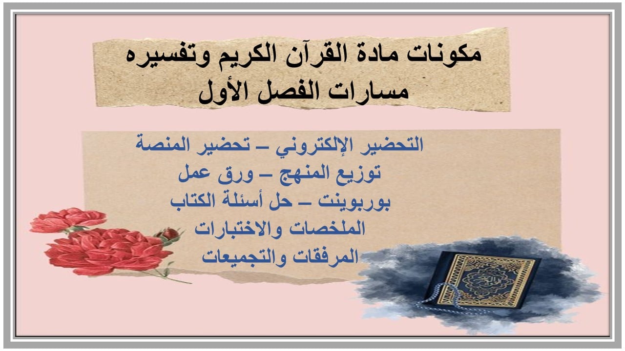 اغلاق الدرس القرآن الكريم وتفسيره مسارات الفصل الأول مدرستي