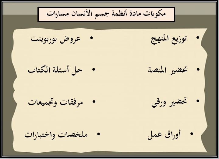 تحضير مادة أنظمة جسم الإنسان مسارات