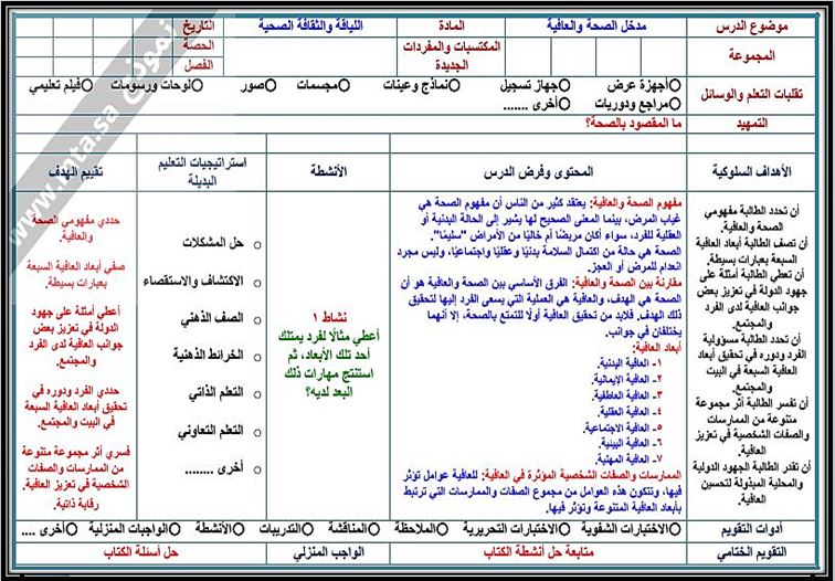 تحضير مادة اللياقة والثقافة الصحية مسارات