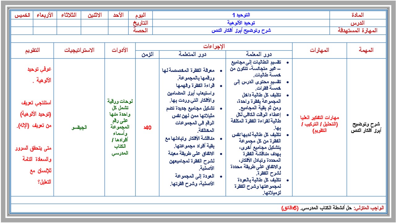 تحضير مادة توحيد 1نظام مسارات  