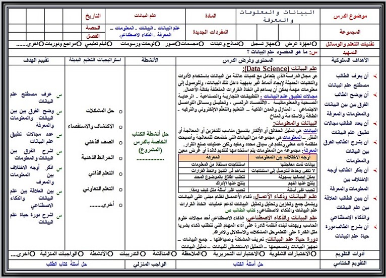 تحضير مادة علم البيانات ثاني ثانوي مسارات الفصل الدراسي الأول
