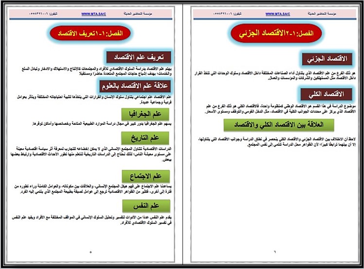 تحضير مادة مبادئ الاقتصاد مسارات