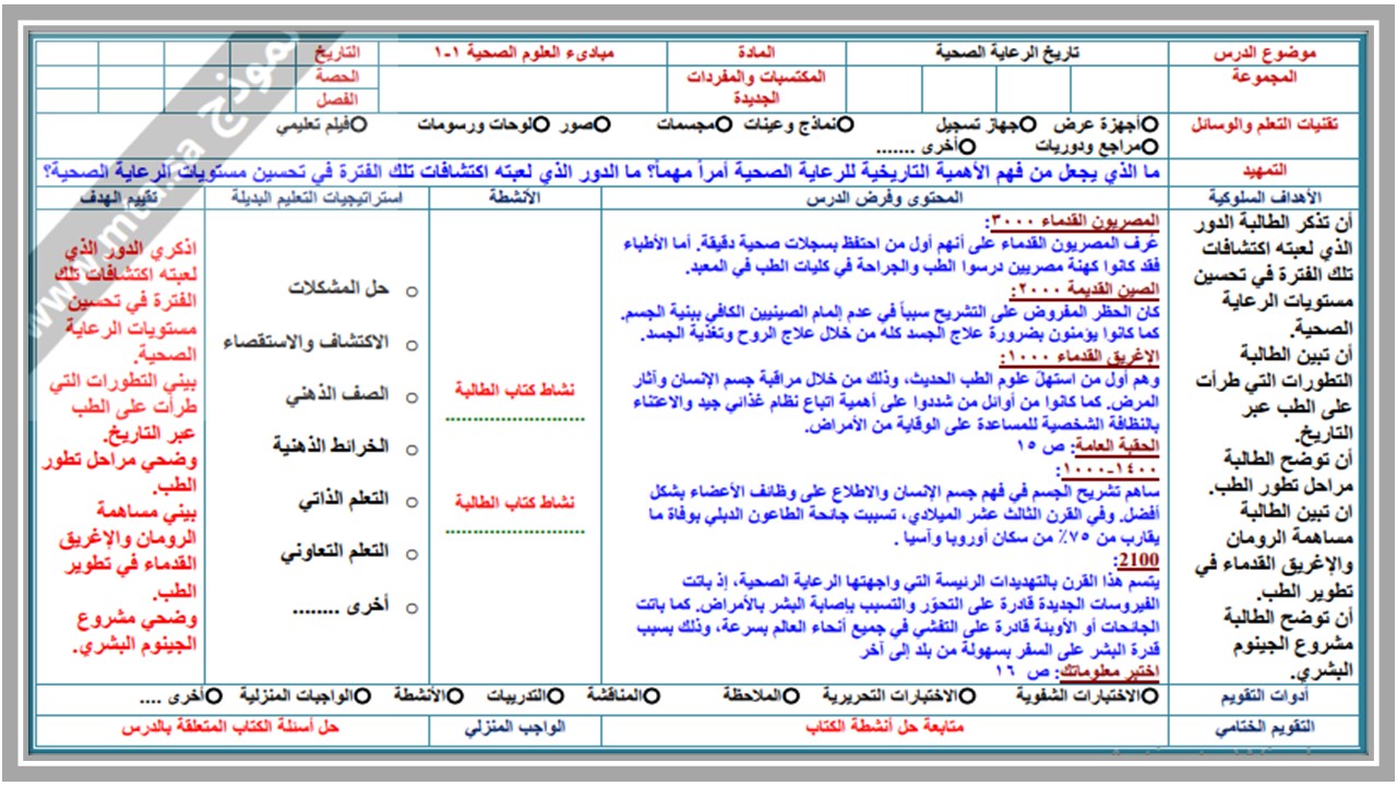 تحضير مادة مبادئ العلوم الصحية مسارات تحضير مادة مبادئ العلوم الصحية مسارات