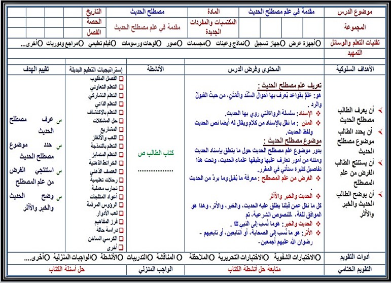 تحضير مادة مصطلح الحديث مسارات