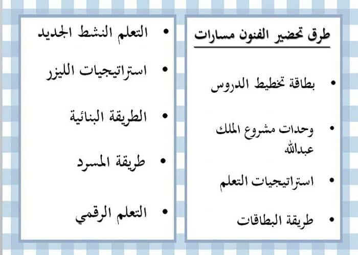طرق تحضير مادة الفنون مسارات الفصل الأول