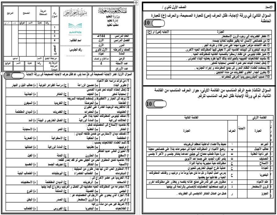 مفردات الدرس احياء 1 مسارات الفصل الأول مدرستي