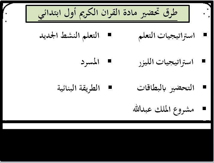 طرق تحضير القرآن الكريم الصف الأول الابتدائي الفصل الأول مدرستي
