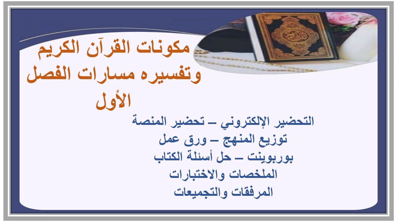 مفردات الدرس القرآن الكريم وتفسيره مسارات الفصل الأول مدرستي