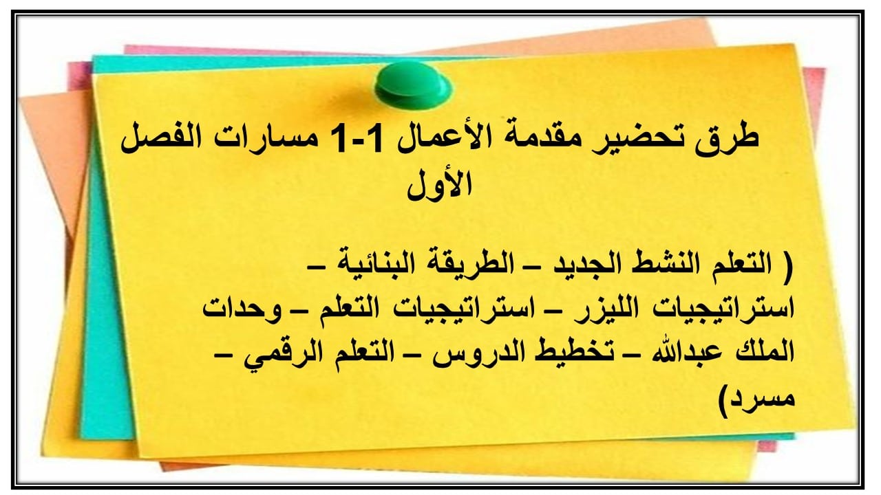 مفردات الدرس مقدمة الأعمال 1-1 مسارات الفصل الأول مدرستي