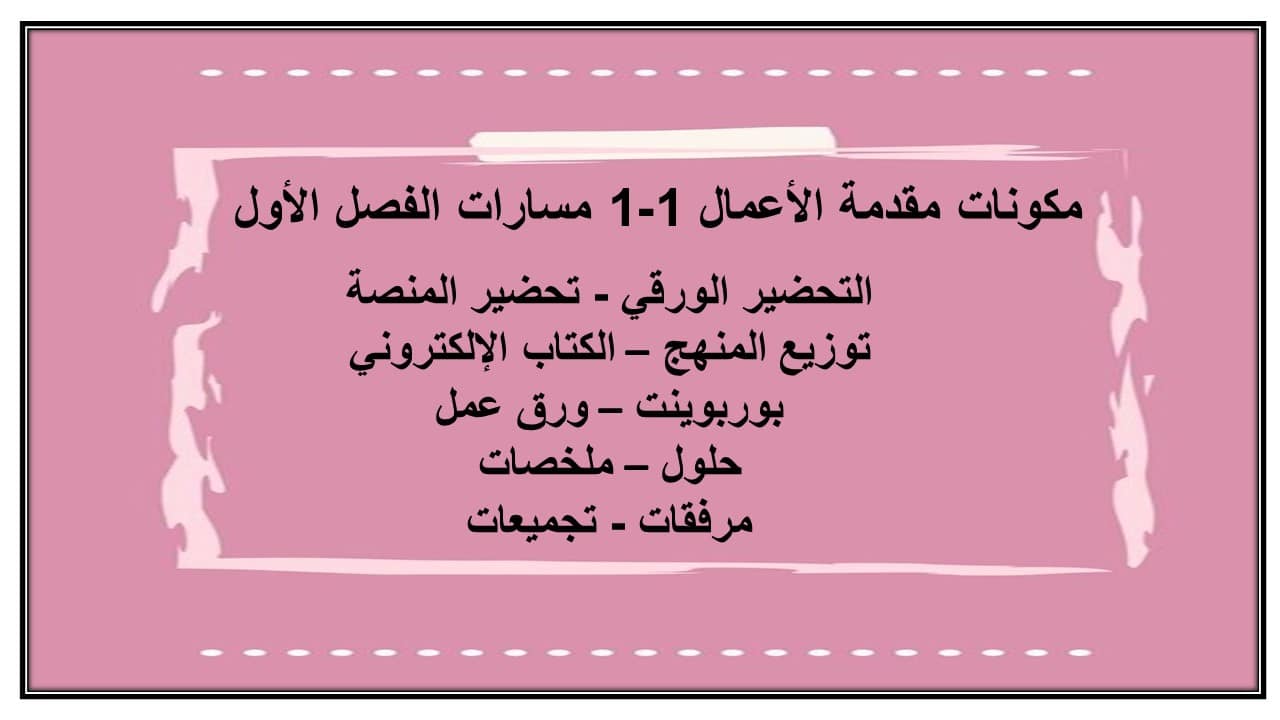 مفردات الدرس مقدمة الأعمال 1-1 مسارات الفصل الأول مدرستي