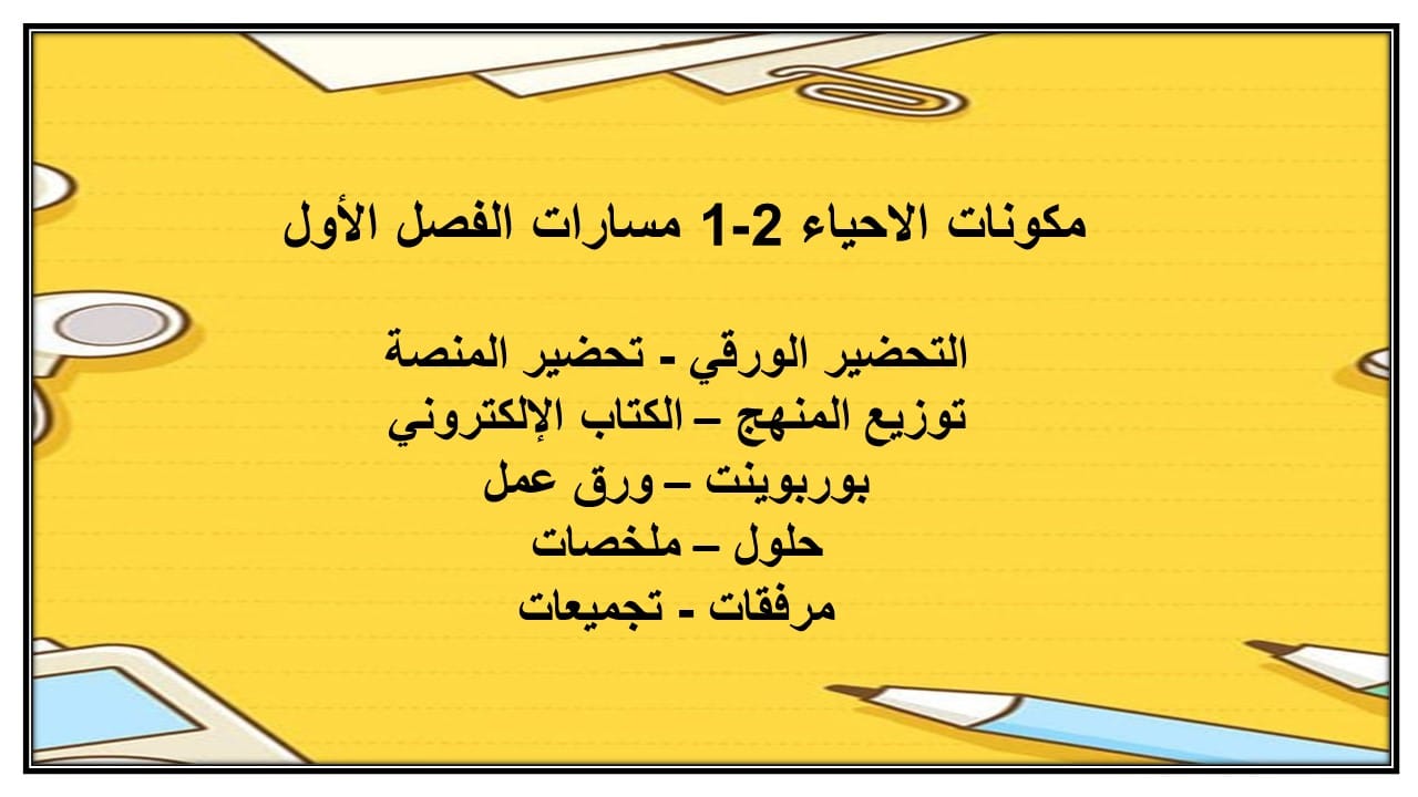 مهارات التفكير الاحياء 2-1 مسارات الفصل الأول مدرستي