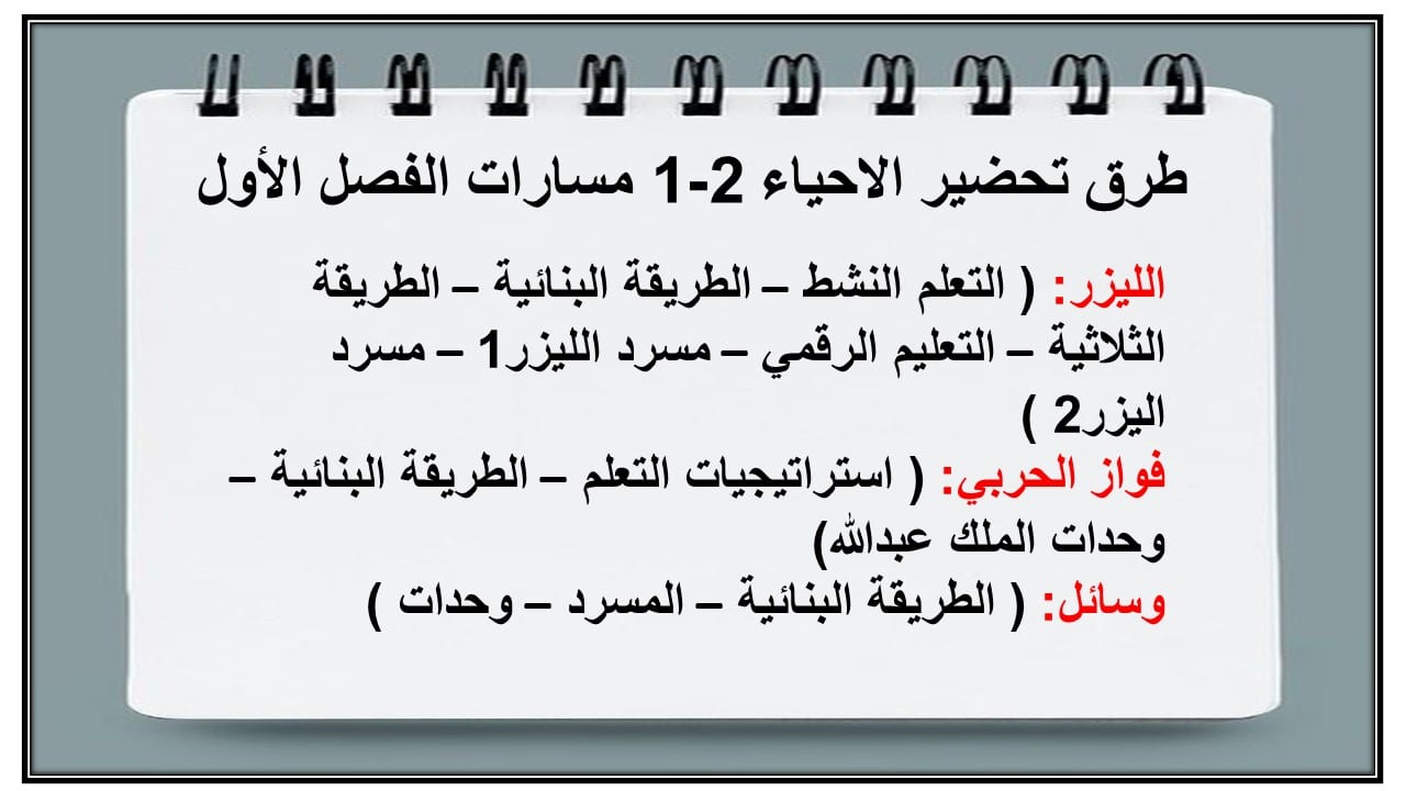 مهارات التفكير الاحياء 2-1 مسارات الفصل الأول مدرستي