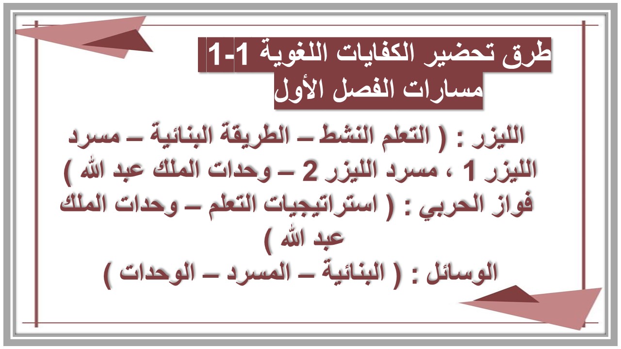 مهارات التفكير الكفايات اللغوية 1-1 مسارات الفصل الأول 