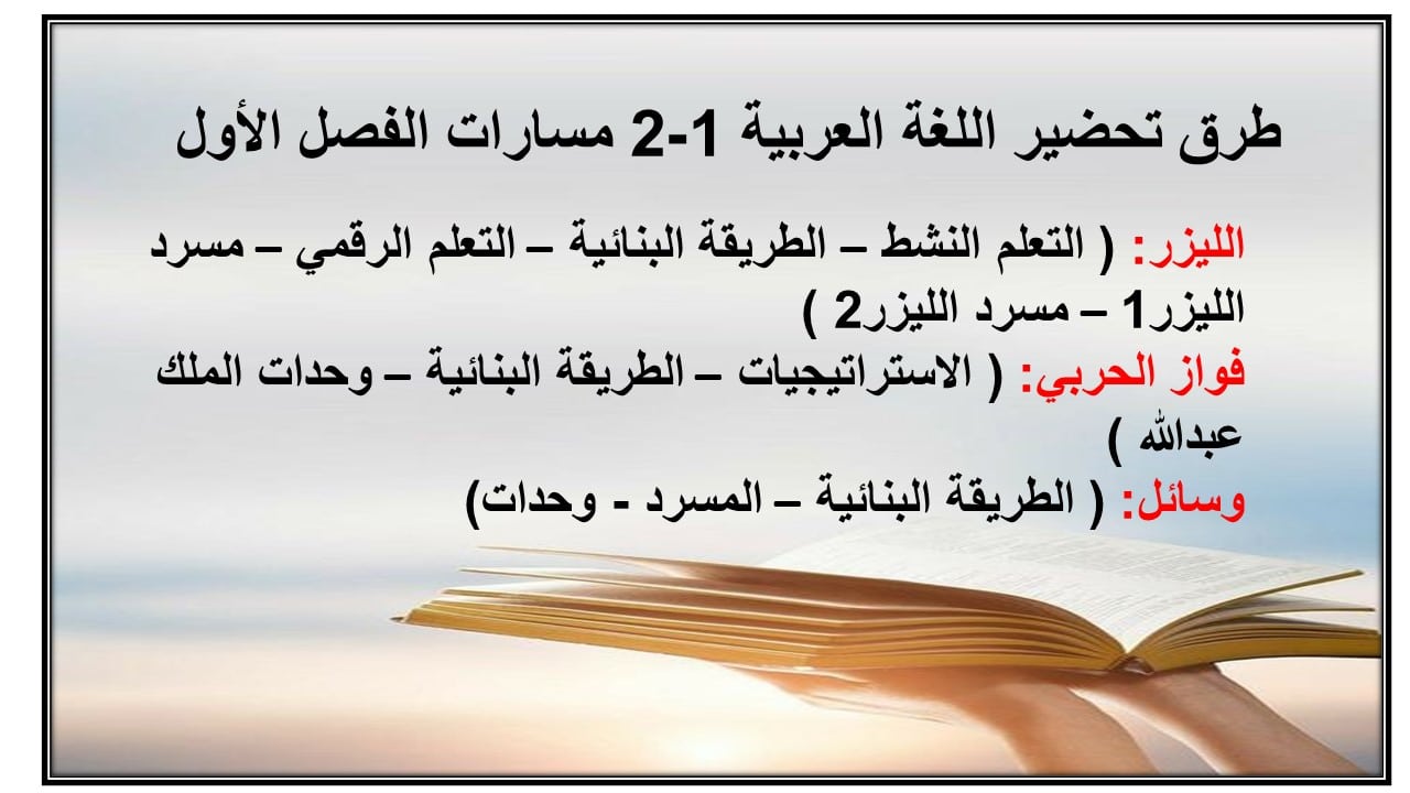 مهارات التفكير اللغة العربية 1-2 مسارات الفصل الأول مدرستي