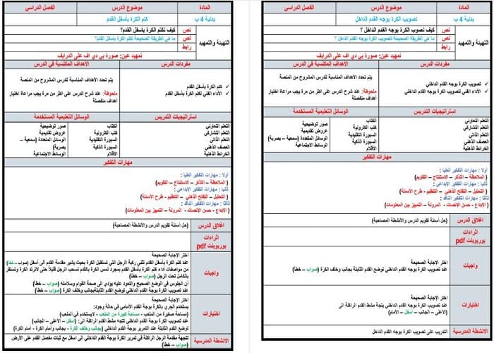 واجبات التربية البدنية الصف الرابع الابتدائي الفصل الأول مدرستي