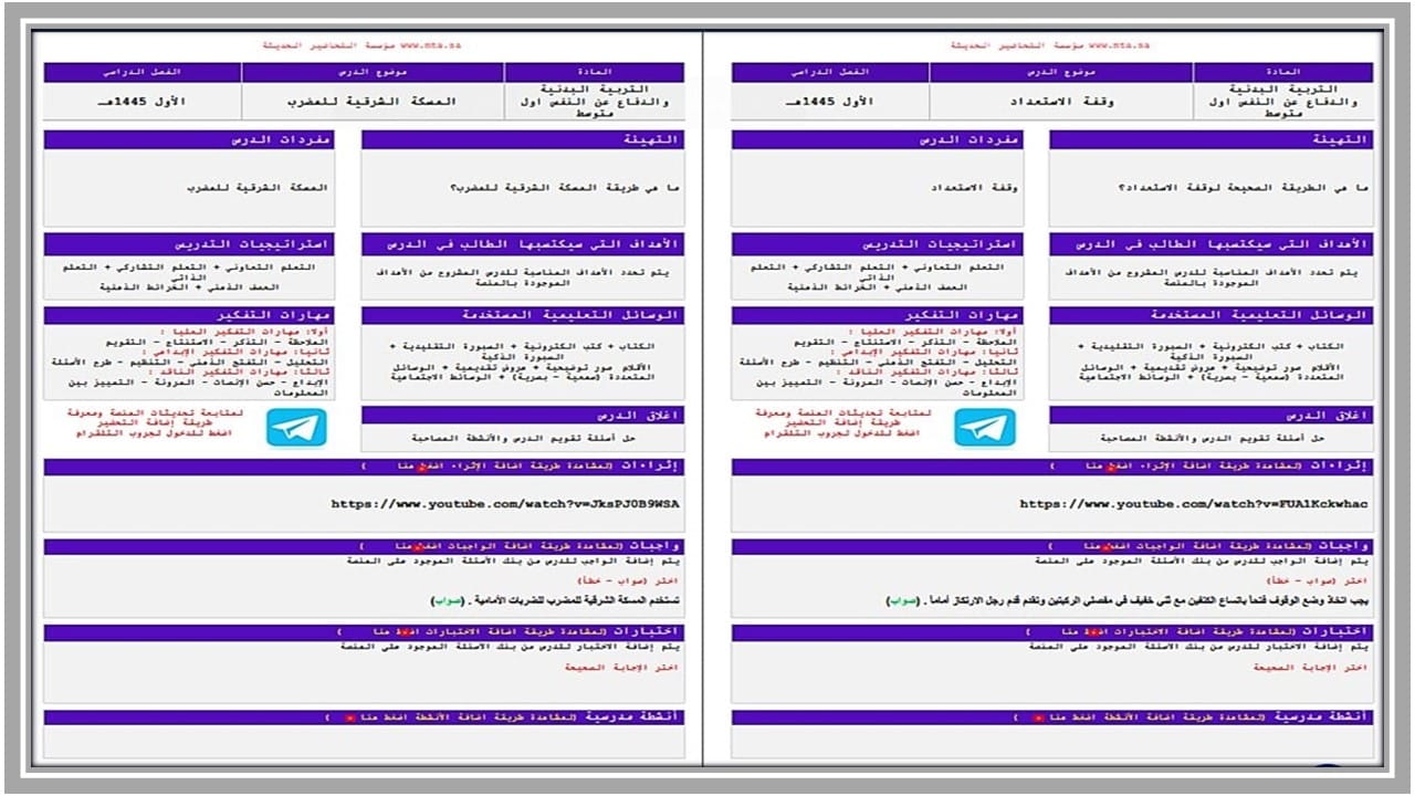 اغلاق الدرس تربية بدنية الصف الأول متوسط الفصل الأول مدرستي 