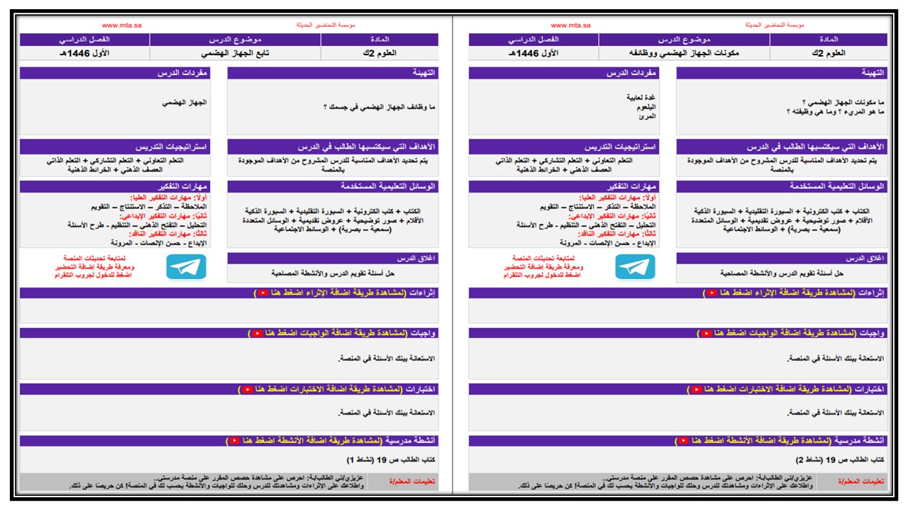 اغلاق الدرس مادة علوم واقتصاد التعليم المستمر الفصل الأول مدرستي