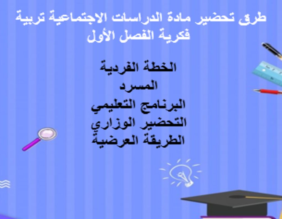مفردات الدرس الدراسات الاجتماعية التربية الفكرية الفصل الأول مدرستي