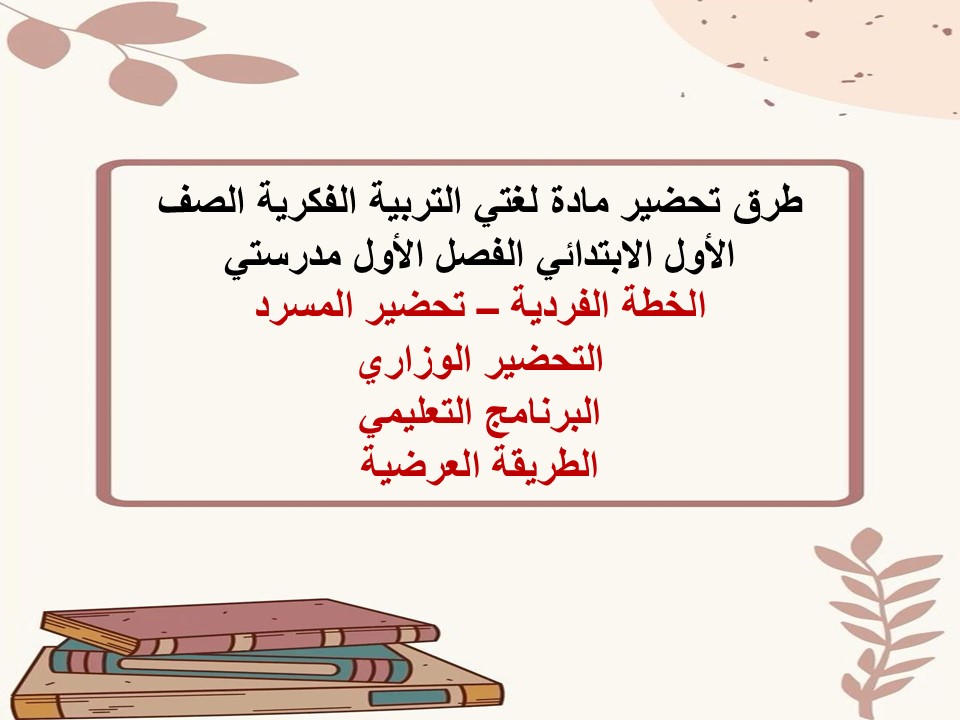 مفردات الدرس لغتي التربية الفكرية الصف الأول الابتدائي الفصل الأول مدرستي