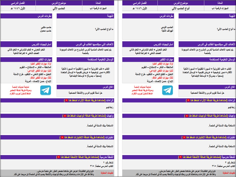 واجبات المهارات الرقمية التربية الفكرية الفصل الأول مدرستي