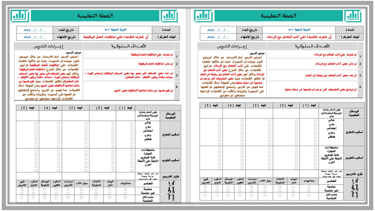 واجبات مهارات مهنية تربية فكرية الصف الأول الثانوي الفصل الأول مدرستي