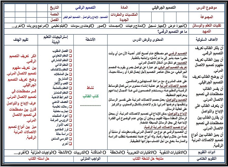 تحضير مادة التصميم الرقمي