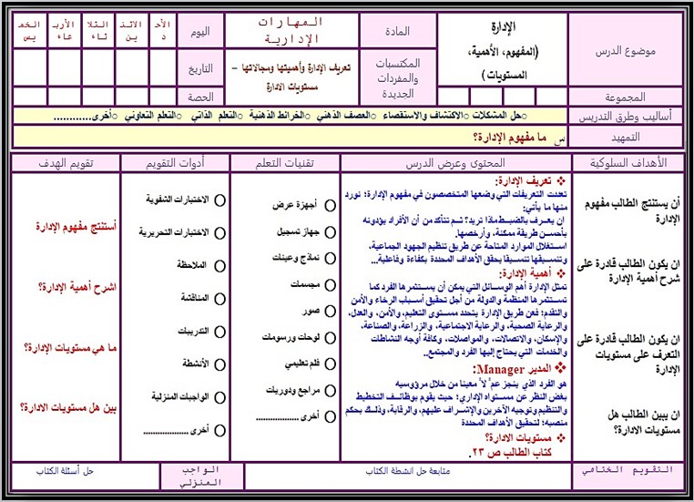 تحضير مادة المهارات الادارية مسارات ثالث ثانوي