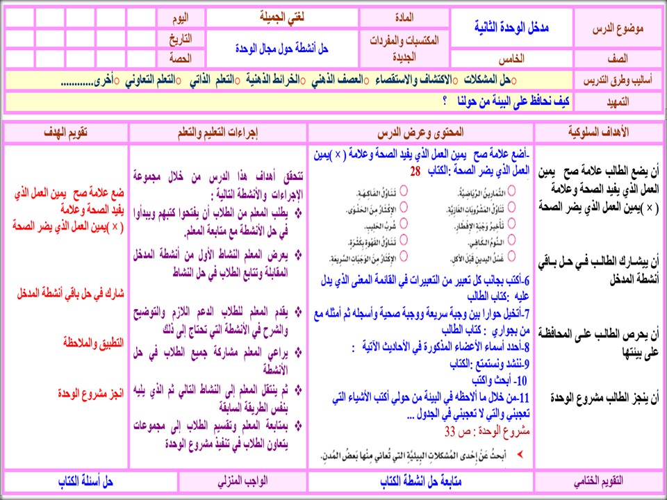 تحضير منصة مدرستى لغتي الصف الخامس الابتدائي الفصل الثاني