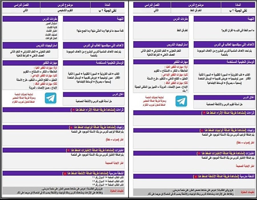 تحضير منصة مدرستي لغتي الصف الثاني الابتدائي الفصل الثاني