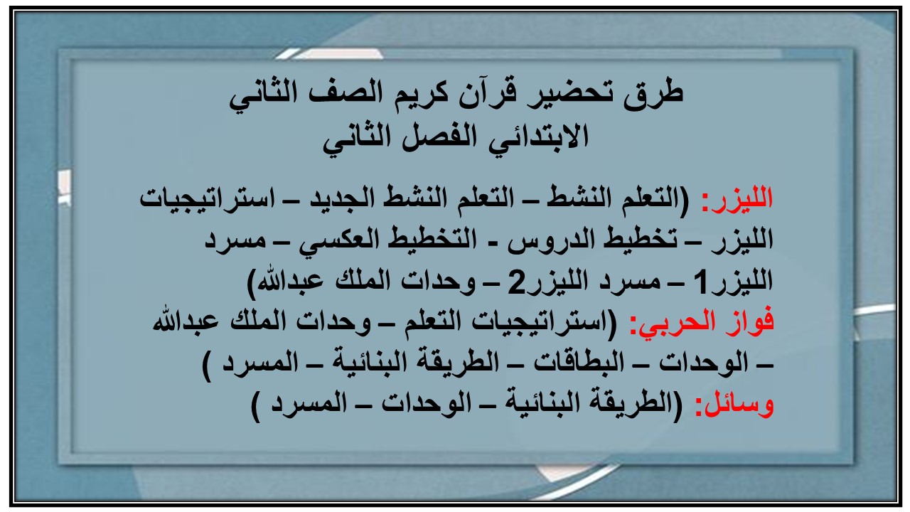 اختبار منصه مدرستى قرآن كريم الصف الثاني الابتدائي الفصل الثاني