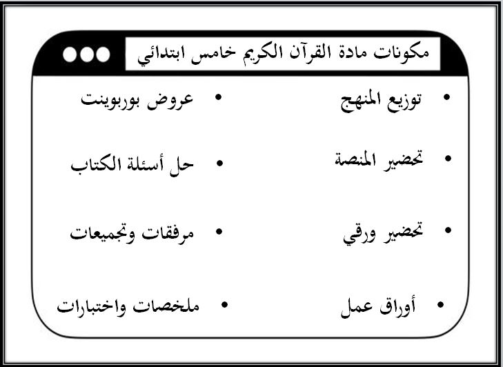 اختبار منصه مدرستى مادة قرآن كريم الصف الخامس الابتدائي الفصل الثاني