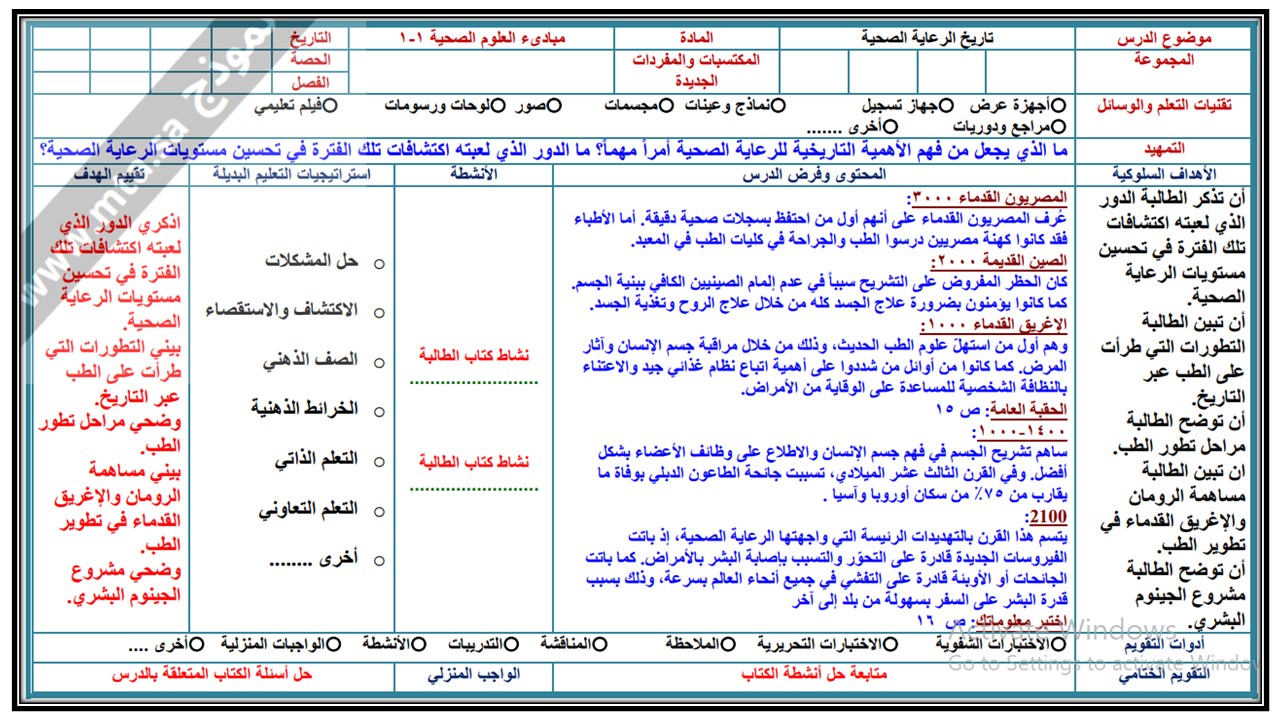 اغلاق الدرس منصه مدرستى مادة مبادئ العلوم الصحية 1-1 مسارات الفصل الثاني