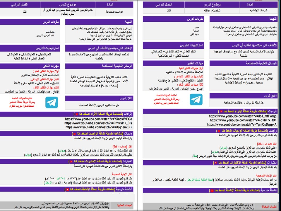 تحضير منصة مدرستى الدراسات الاجتماعية الصف السادس الابتدائي الفصل الثاني