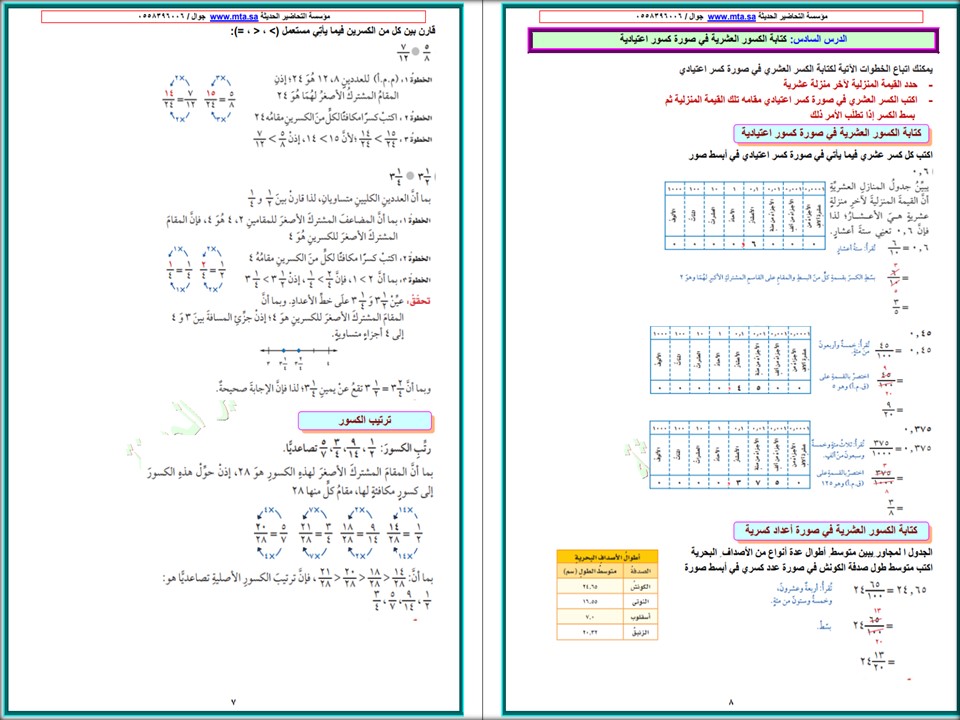 تحضير منصة مدرستي رياضيات سادس ابتدائي الفصل الثاني
