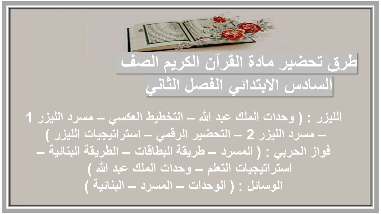 واجبات منصه مدرستى القرآن الكريم الصف السادس الابتدائي الفصل الثاني