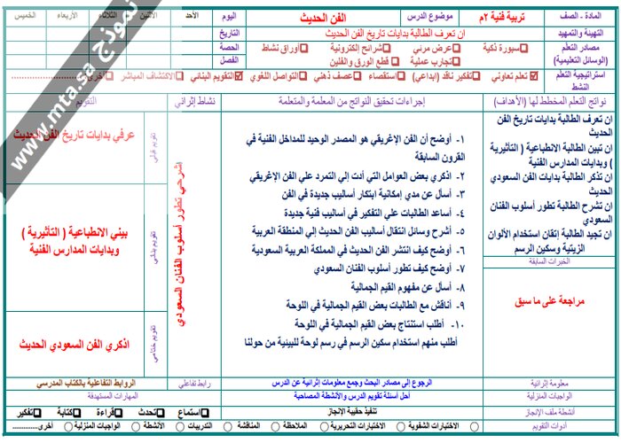 واجبات منصه مدرستى تربية فنية ثاني متوسط الفصل الثاني